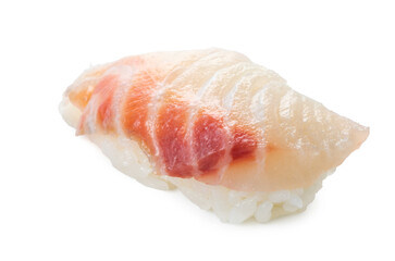 sushi with raw fish isolated on white background, Asian food, traditional Japanese food