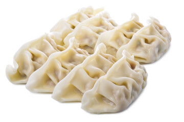 raw dumplings or gyoza, traditional Japanese cuisine isolated on white background