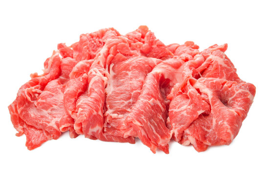 Premium Japanese Meat Sliced Wagyu Marbled Beef Isolated On White Background