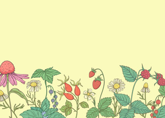 light background with wildflowers pattern