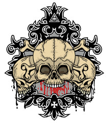 Gothic sign with skull, grunge vintage design t shirts