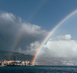 A sea landscape with a rainbow