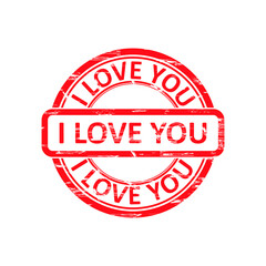 I love you red rubber stamp vector isolated on white background