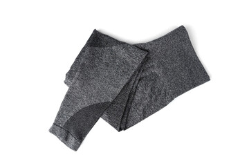 Gray sports leggings isolated on white background.