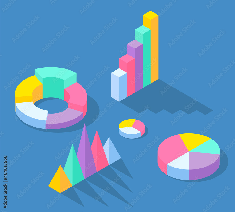 Poster set of business statistics elements for documents, business reports and financial data presentations