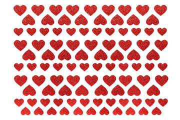 Saint Valentine day ornament decorations with glitter red hearts