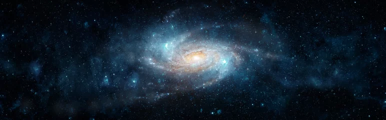 Foto op Plexiglas Een uitzicht vanuit de ruimte naar een spiraalstelsel en sterren. Universum gevuld met sterren, nevel en melkwegstelsel,. Elementen van deze afbeelding geleverd door NASA. © Tryfonov