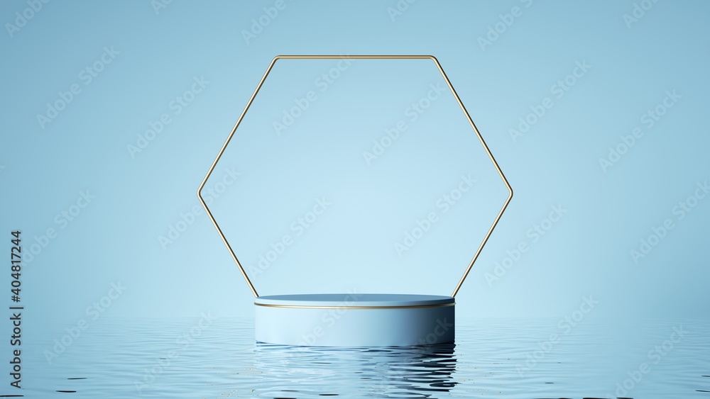 Aufkleber 3d render, abstract pastel blue geometric background. modern minimal showcase for product presentati