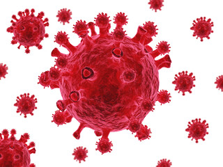 Obraz na płótnie Canvas Illustration 3 D image abstract coronavirus COVID-19 Germs spread around the world White background