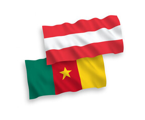 Flags of Austria and Cameroon on a white background