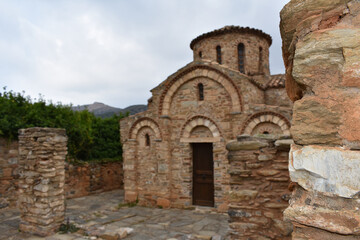 Fototapeta na wymiar old greek brick church