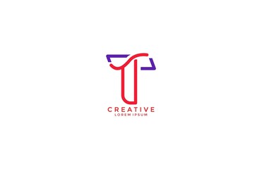 initial letter T outline modern multicolor logo inspiration