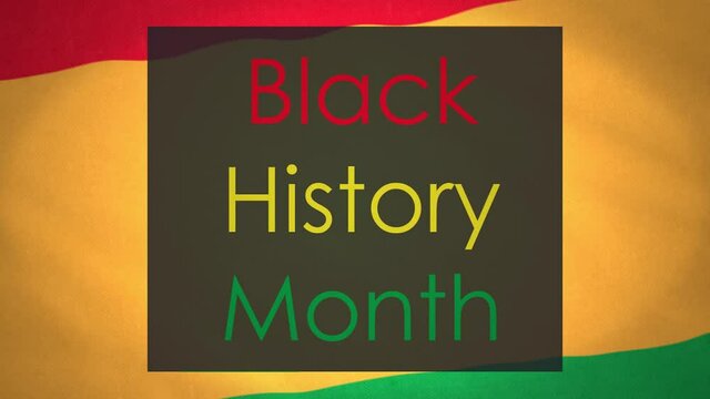 Black History Month Text isoalted on red, yellow, green color Flag.