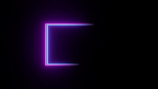 Abstract neon frame. Neon lights motion loops square circular motion. Video animation Ultra HD 4K 3840x2160