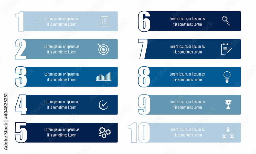 Poster modern infographics design with 10 options with business icons and text box, presentation and web te