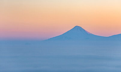 Fototapeta na wymiar Ararat mountain with snowy landscape