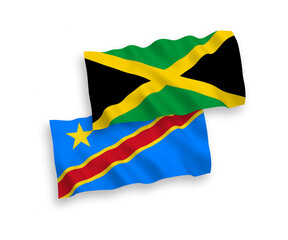 Flags of Jamaica and Democratic Republic of the Congo on a white background