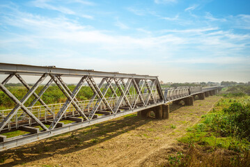 Fototapeta na wymiar Heritage Steel Bridge at Huwei township, Yunlin county, Taiwan