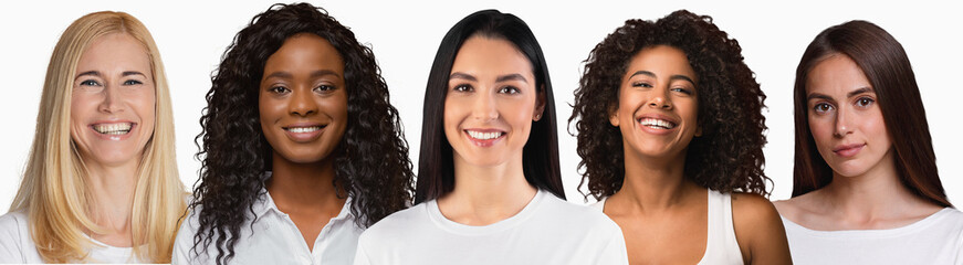 Row Of Caucasian And African American Females Headshots In Collage