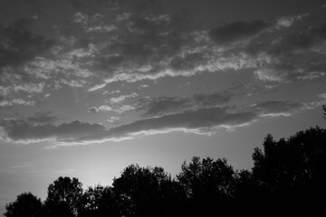 Black and white cloudy sunset