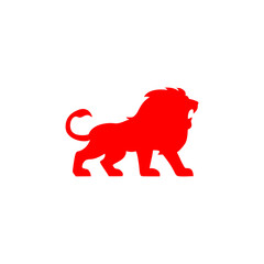 Lion Predator, Red Silhouette Animal, Vector Illustrator