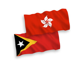 Flags of East Timor and Hong Kong on a white background