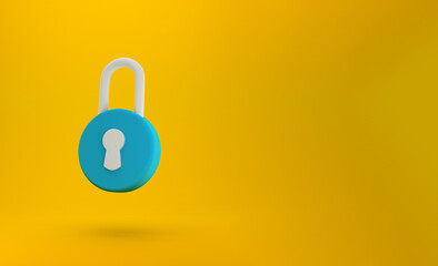 Padlock sign. Security, safety, protection, privacy concept. Minimalism concept. 3d illustration 3D render
