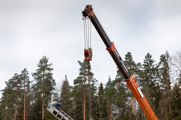 Truck crane in the woodworking industry