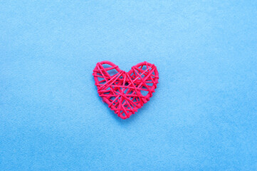 Red heart on blue background