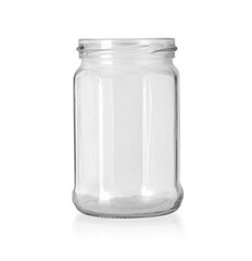 Open empty glass jar for food and canned food