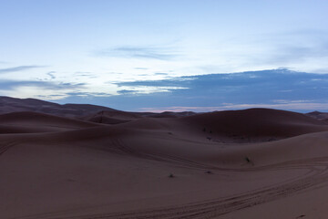 sunset in the desert of sahara