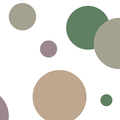Abstract vector seamless transparent pattern with green, beige and brown circles