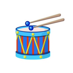 Vector image. Children's drawing of a drum toy.
