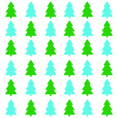 seamless pattern of Christmas trees green and blue on a white background