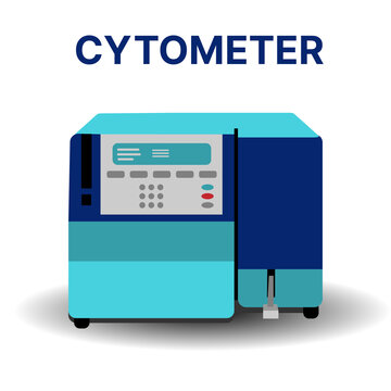 Medical Apparatus Cytometer. Laboratory Equipment For Fundamental And Clinical And Immunological Research. Vector Flat Illustration