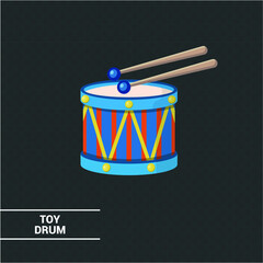 Vector image. Children's drawing of a drum toy.