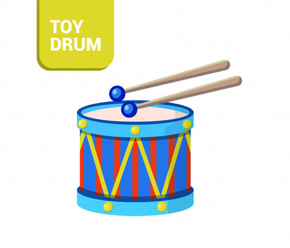 Vector image. Children's drawing of a drum toy.