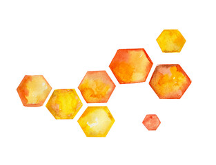 Honeycomb hexagon beehive abalus illustration watercolor
