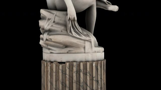 Bather seated statue - rotation detail - 3d model on a black background