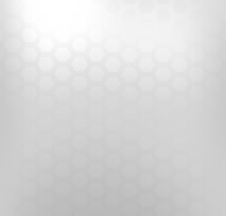 Hexagonal subtle interactive pattern on light polished silver background.