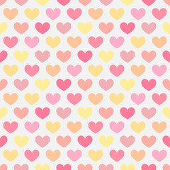 Hearts pastel bright colors seamless pattern.