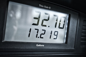 Gasoline Pump Digital Readout displaying Price and Gallons filled