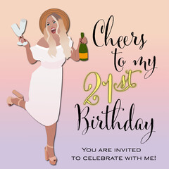 Cheerst to my 21st birthday! Invitation for celebrating birthday