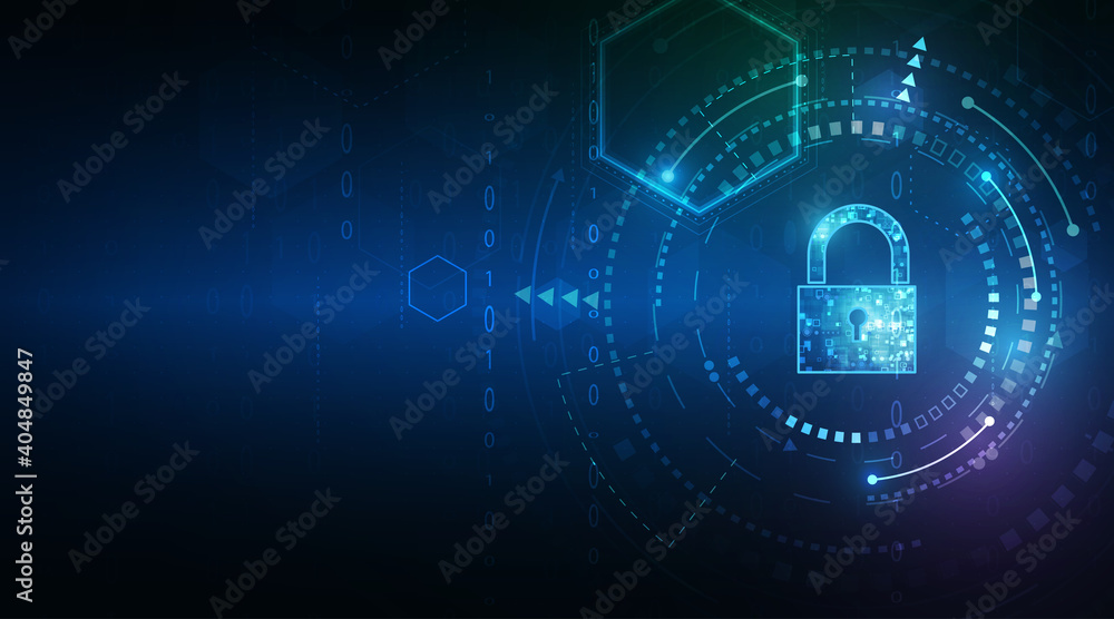 Poster padlock with keyhole icon in personal data security illustrates cyber data or information privacy id