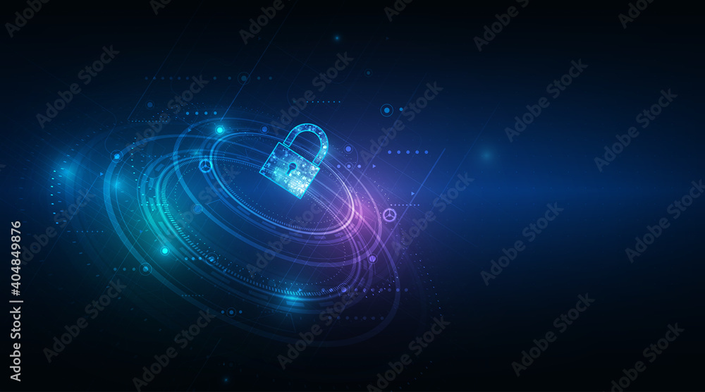Poster padlock with keyhole icon in personal data security illustrates cyber data or information privacy id
