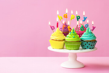 Happy birthday cupcake background