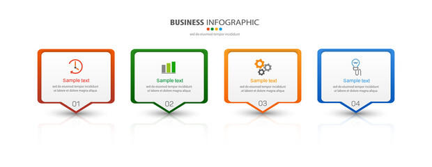 Vector business infographic design template with icons and 4 options or steps. Can be used for presentations banner, workflow layout, process diagram, flow chart, info graph