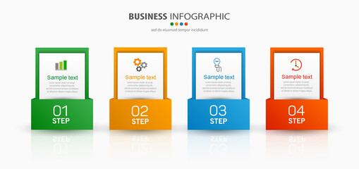 Vector business infographic design template with icons and 4 options or steps. Can be used for presentations banner, workflow layout, process diagram, flow chart, info graph