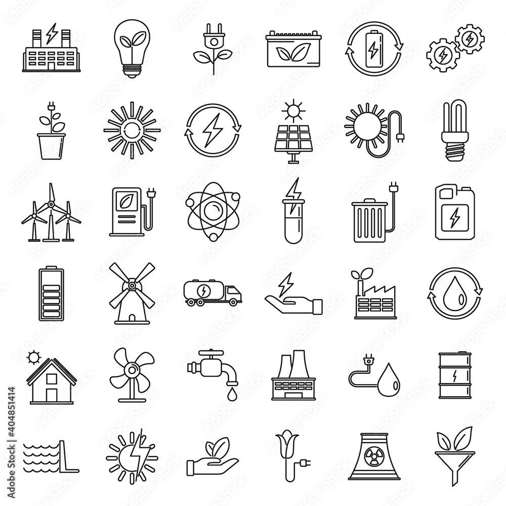 Poster bio clean energy icons set. outline set of bio clean energy vector icons for web design isolated on 