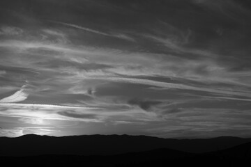 Black and white cloudy sunset 